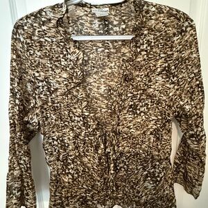 Kim Rogers Brown and Cream Patterned Blouse